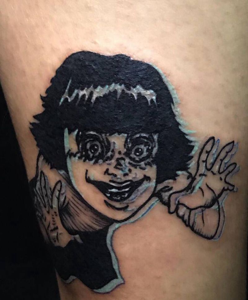 恐怖版 富江纹身图片_腿部纹身图案