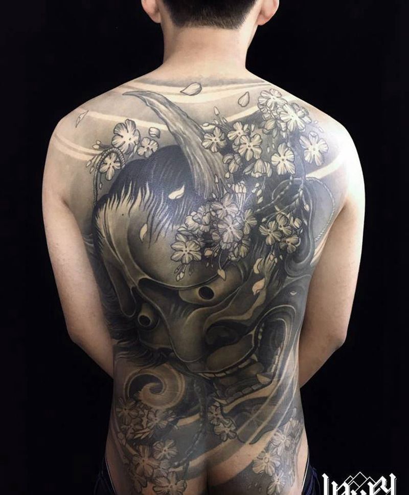 满背般若纹身图片_背部纹身图案