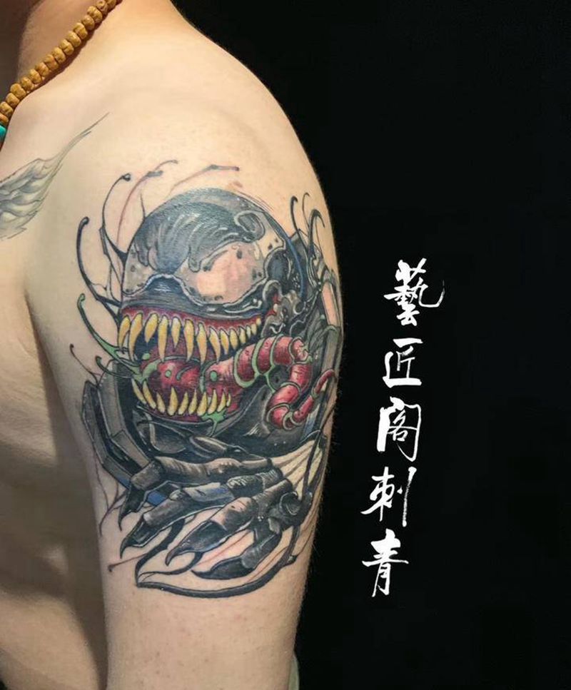 毒液纹身图片_手臂纹身图案