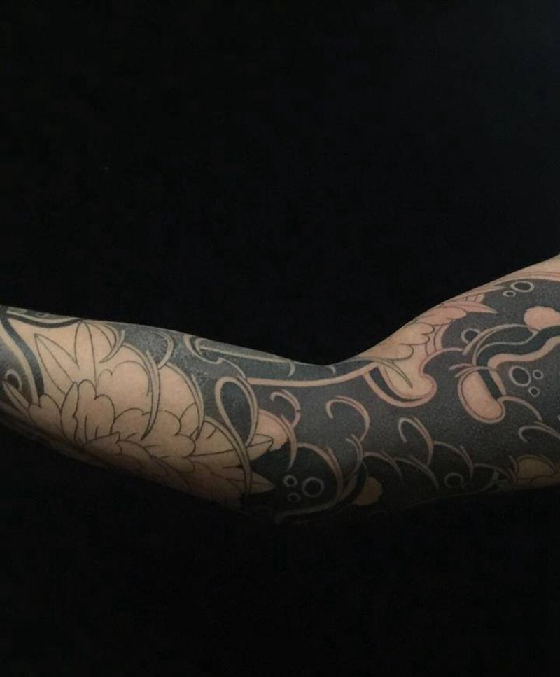 九分袖花臂纹身图片_手臂纹身图案