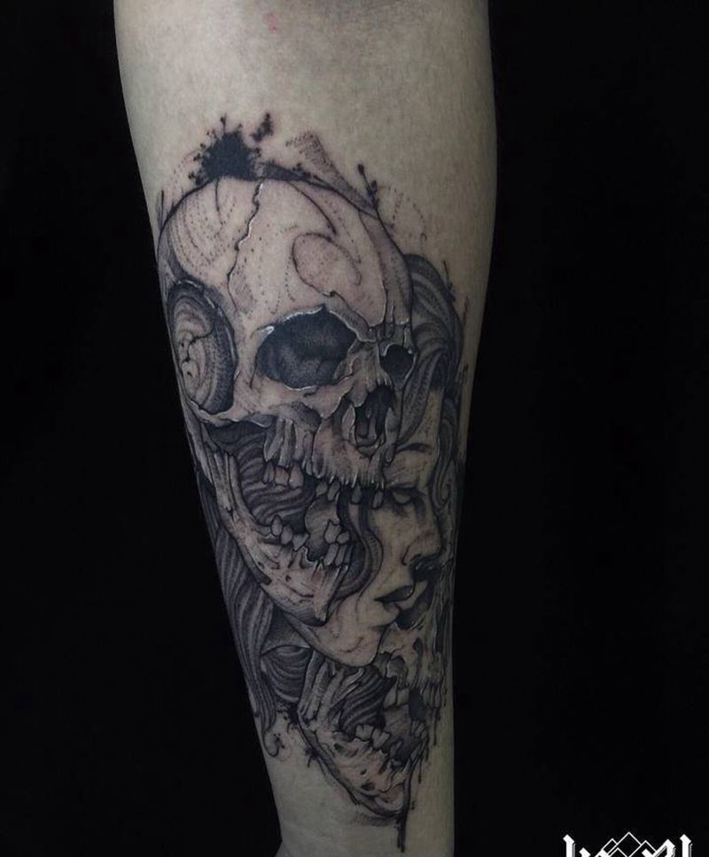 暗黑风纹身图片_手臂纹身图案
