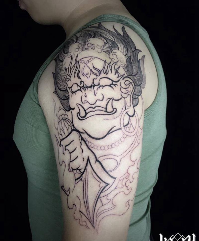 大黑天割线纹身图片_新传统纹身图案