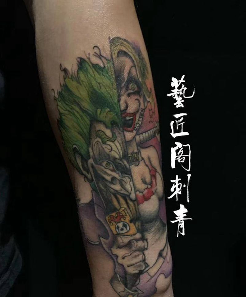小丑and小丑女纹身图片_手臂纹身图案