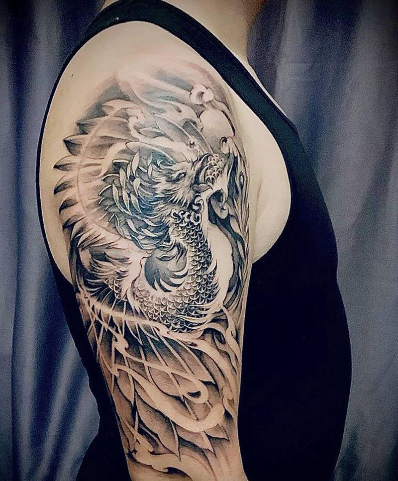 传统凤凰纹身图片_手臂新传统纹身图案
