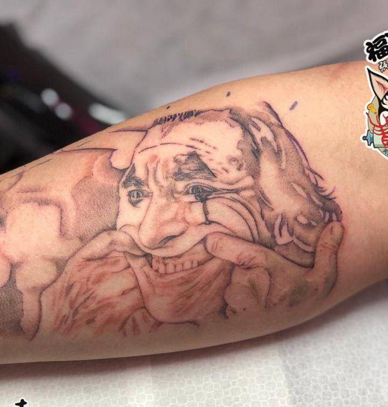 小丑(未完成)纹身图片_手臂欧美写实小丑Joker电影人物纹身图案