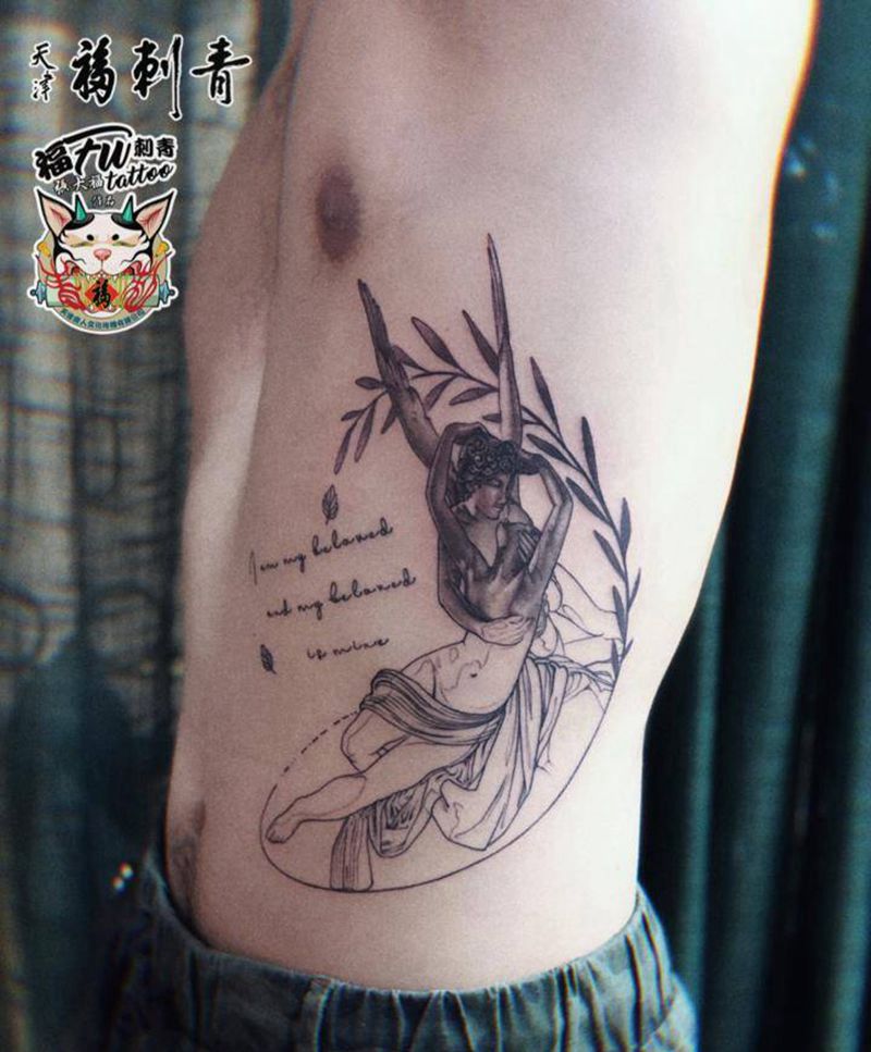 原创  情侣图(未完成)纹身图片_腰部人物情侣英文纹身图案