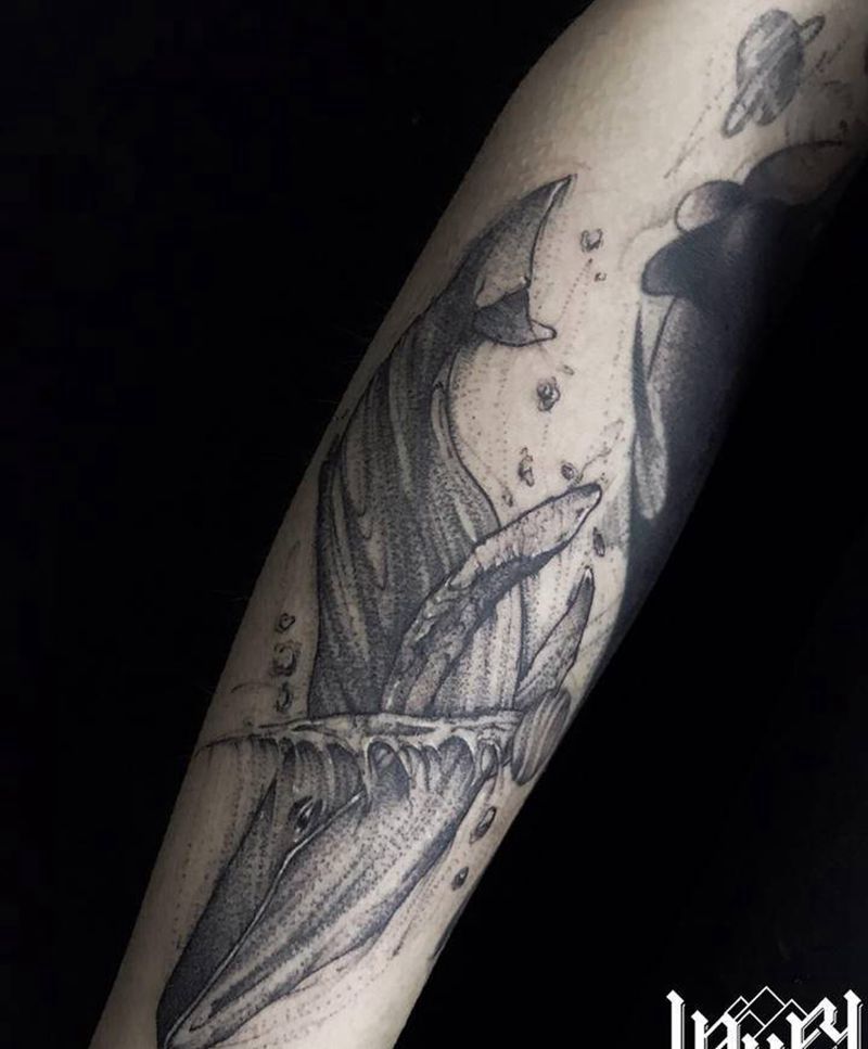 鲸鱼纹身图片_手臂纹身图案