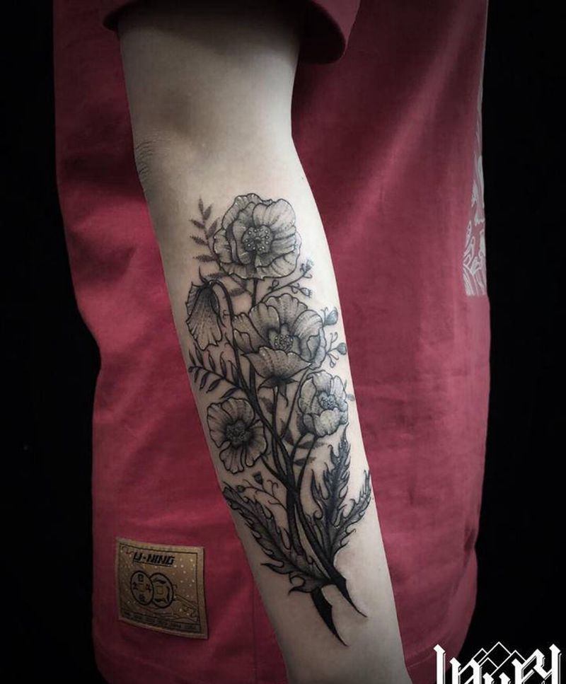 素花纹身图片_手臂纹身图案