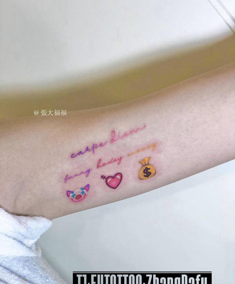 原创 小清新纹身图片_手臂小清新字母可爱纹身图案