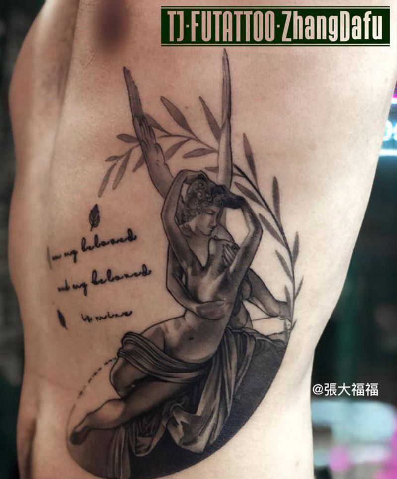 原创(恢复后)纹身图片_腰部复古雕塑原创纹身图案