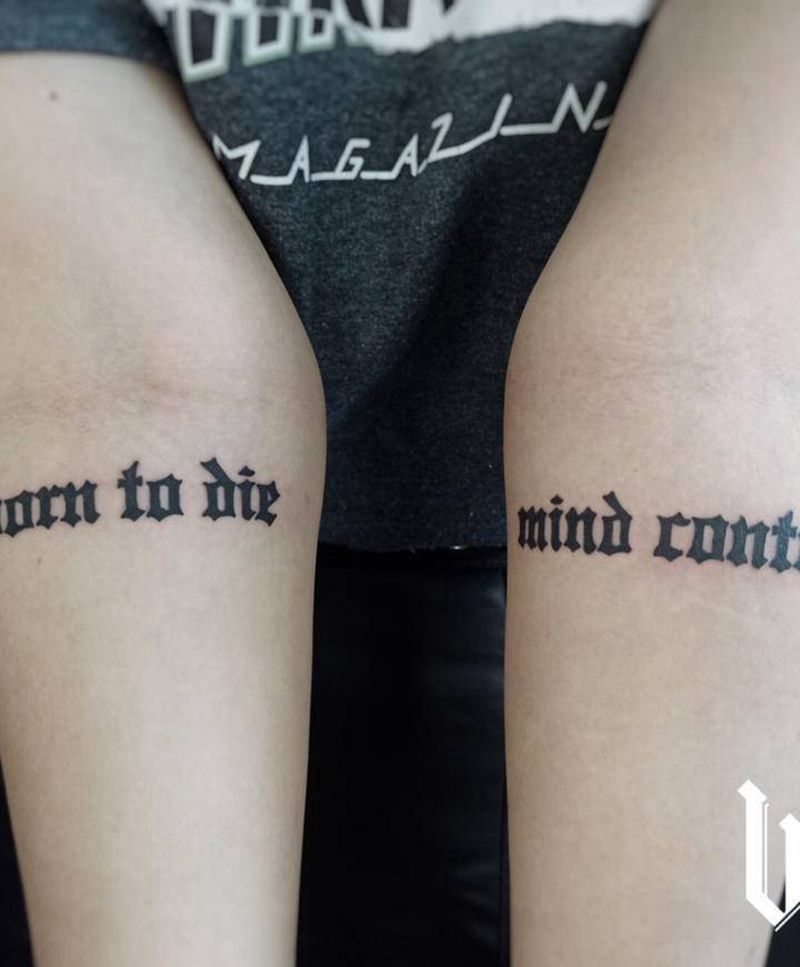 小英文纹身图片_腿部腰部图腾几何字母英文纹身图案