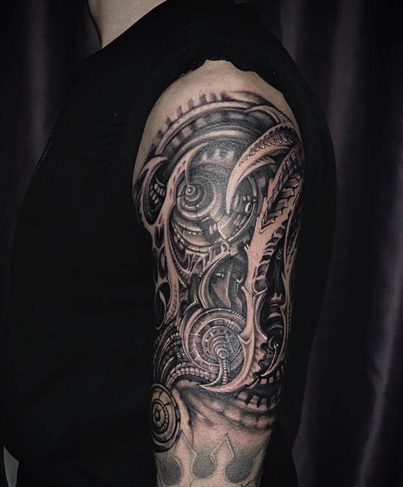 机械生化纹身纹身图片_手臂欧美写实纹身图案