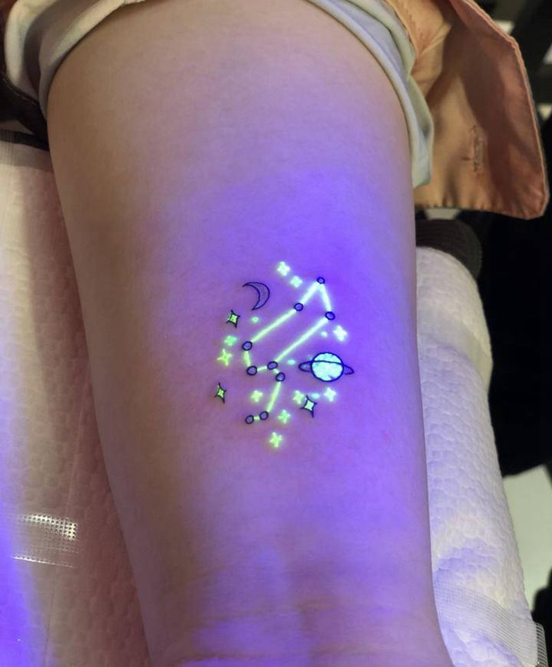荧光小纹身纹身图片_手臂几何小清新荧光纹身星座纹身图案