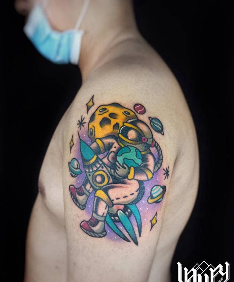 Oldschool  宇航员纹身图片_手臂Old School纹身图案