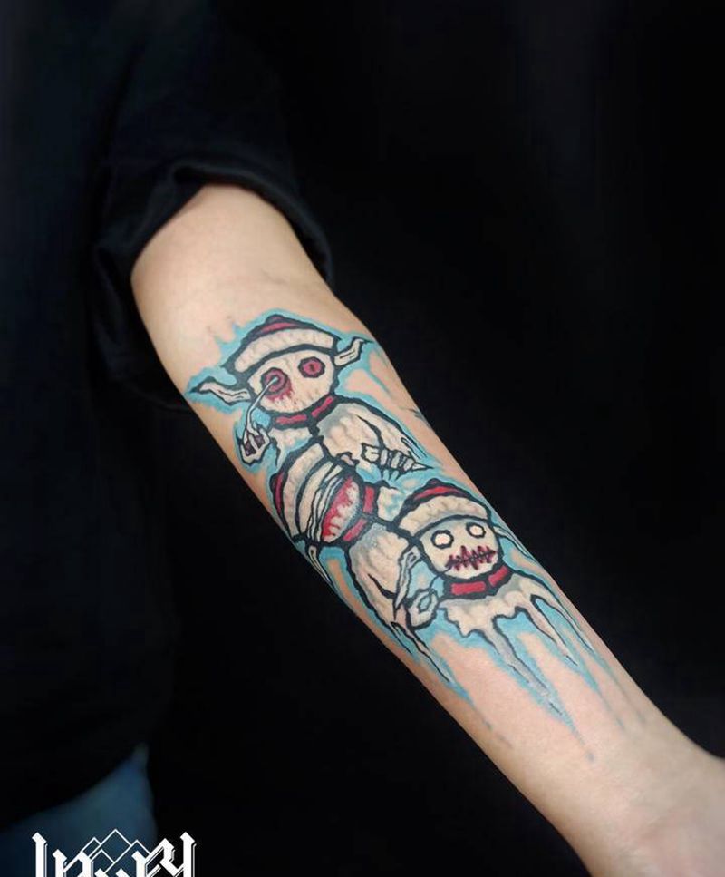 卡通小僵尸纹身图片_手臂New School水彩暗黑卡通纹身图案