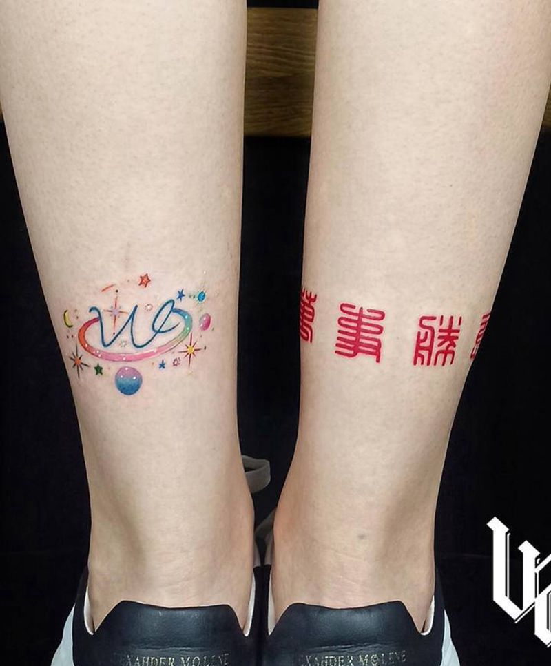 脚踝 小清新 书法汉字纹身图片_腿部水墨水彩汉字书法小清新纹身图案