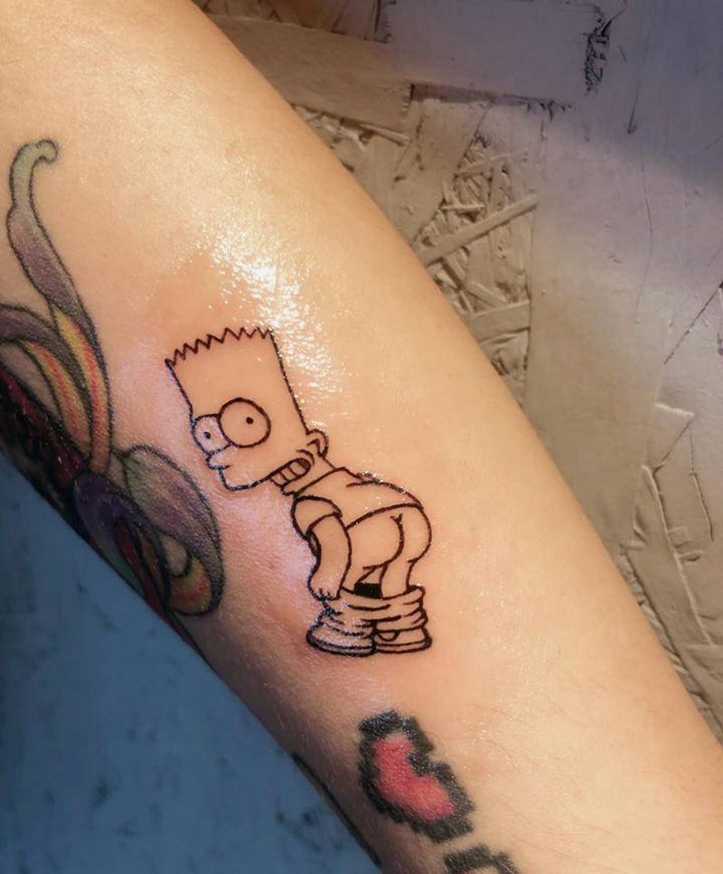 辛普森线条子纹身图片_手臂纹身图案