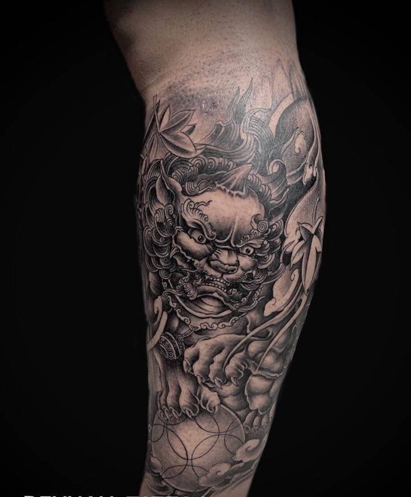 包小腿纹身图片_腿部纹身图案