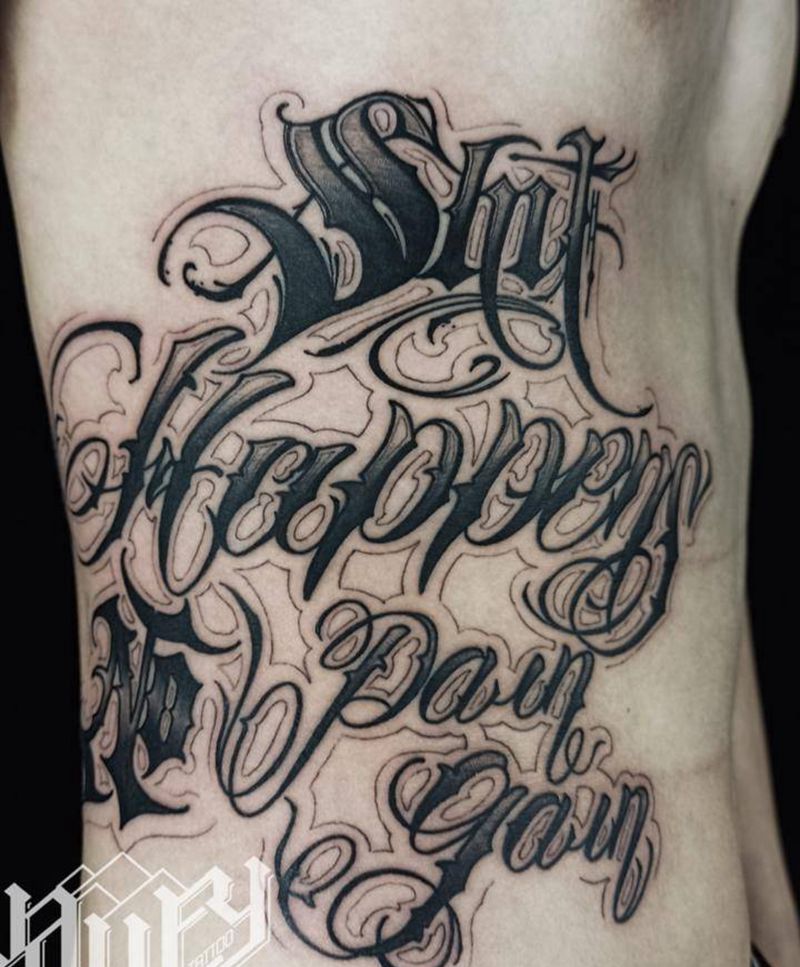 花体字纹身图片_手臂腿部New School花体字花体字暗黑纹身图案