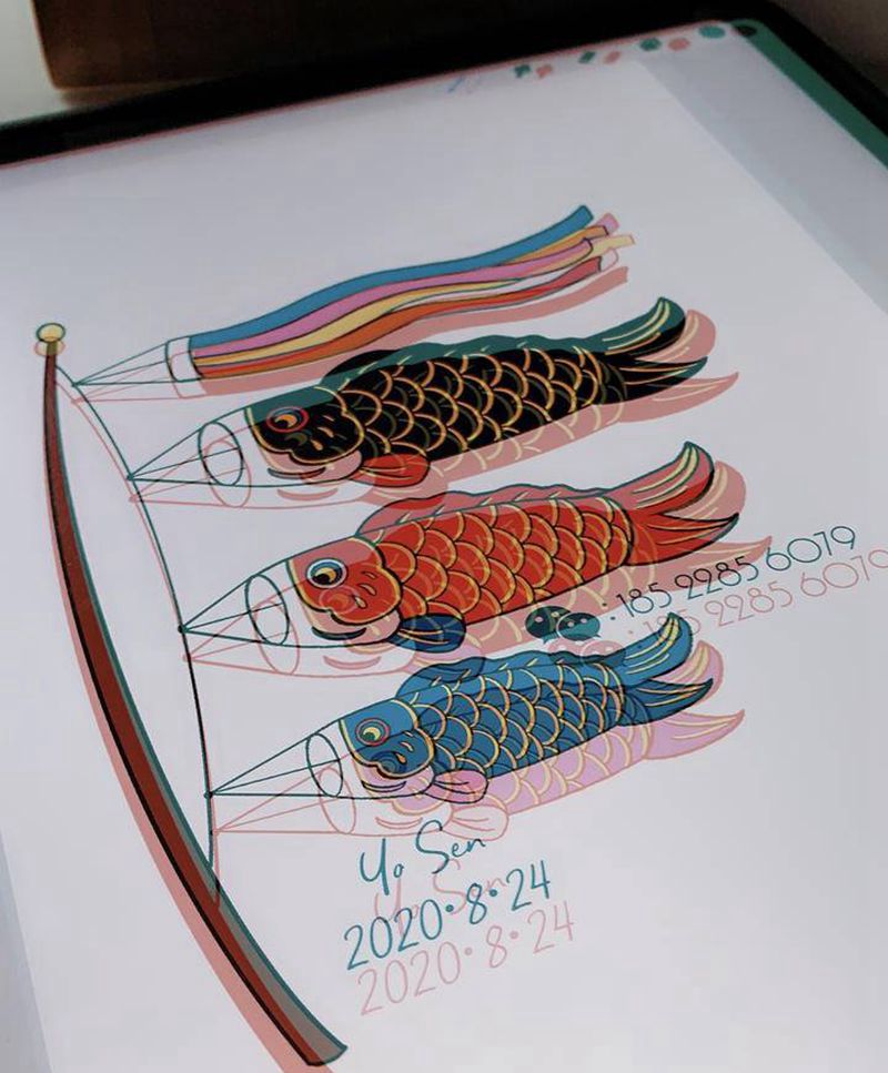 原创鲤鱼旗纹身图片_原创鲤鱼纹身图案