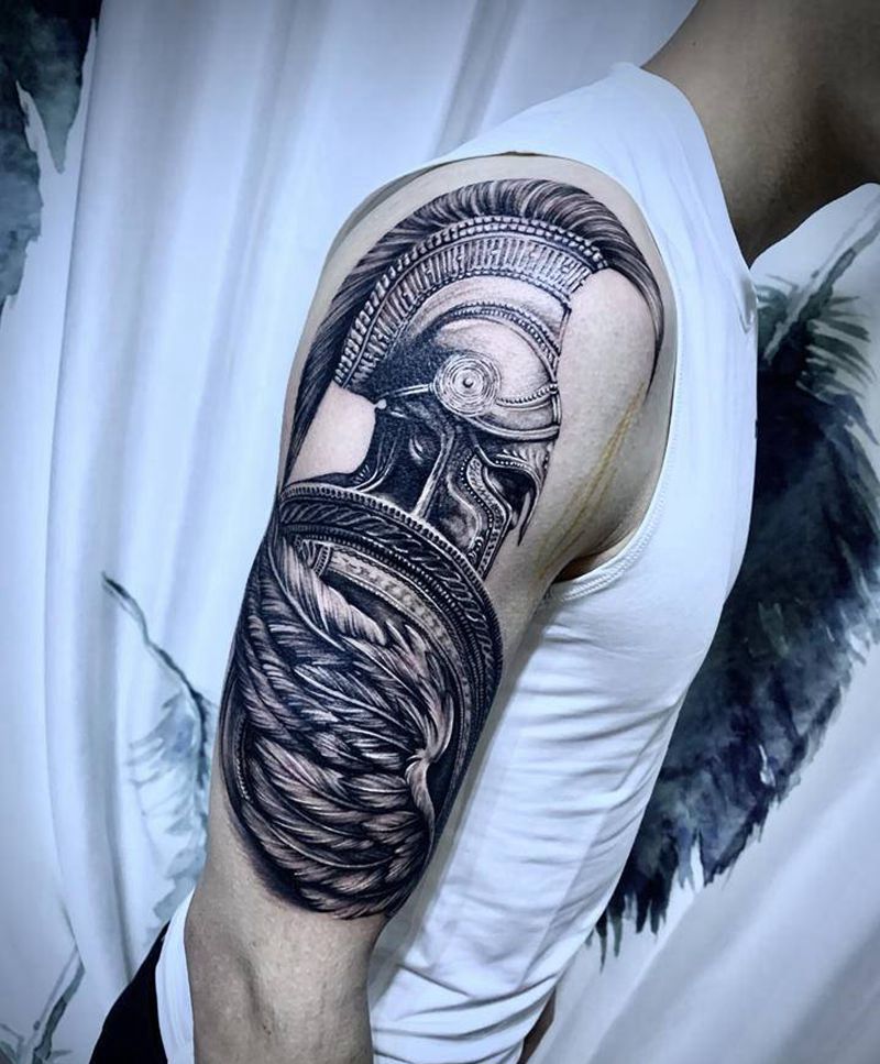 斯巴达勇士纹身图片_手部手臂欧美写实纹身图案