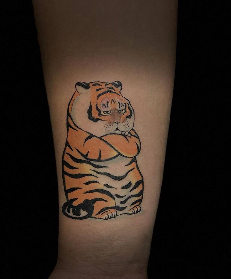 胖虎系-胖且生气纹身图片_手臂纹身图案