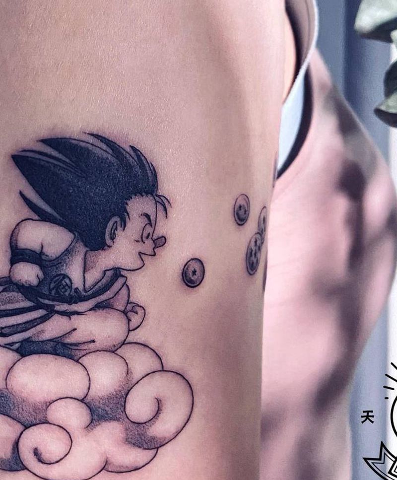 原创  悟空龙珠纹身图片_手臂点刺动漫龙珠漫画纹身图案