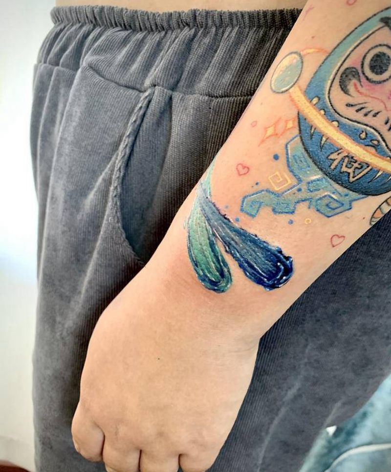 油画颜色遮盖纹身图片_手臂欧美写实纹身图案