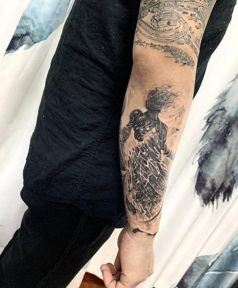 欧美天使纹身图片_手臂欧美写实纹身图案