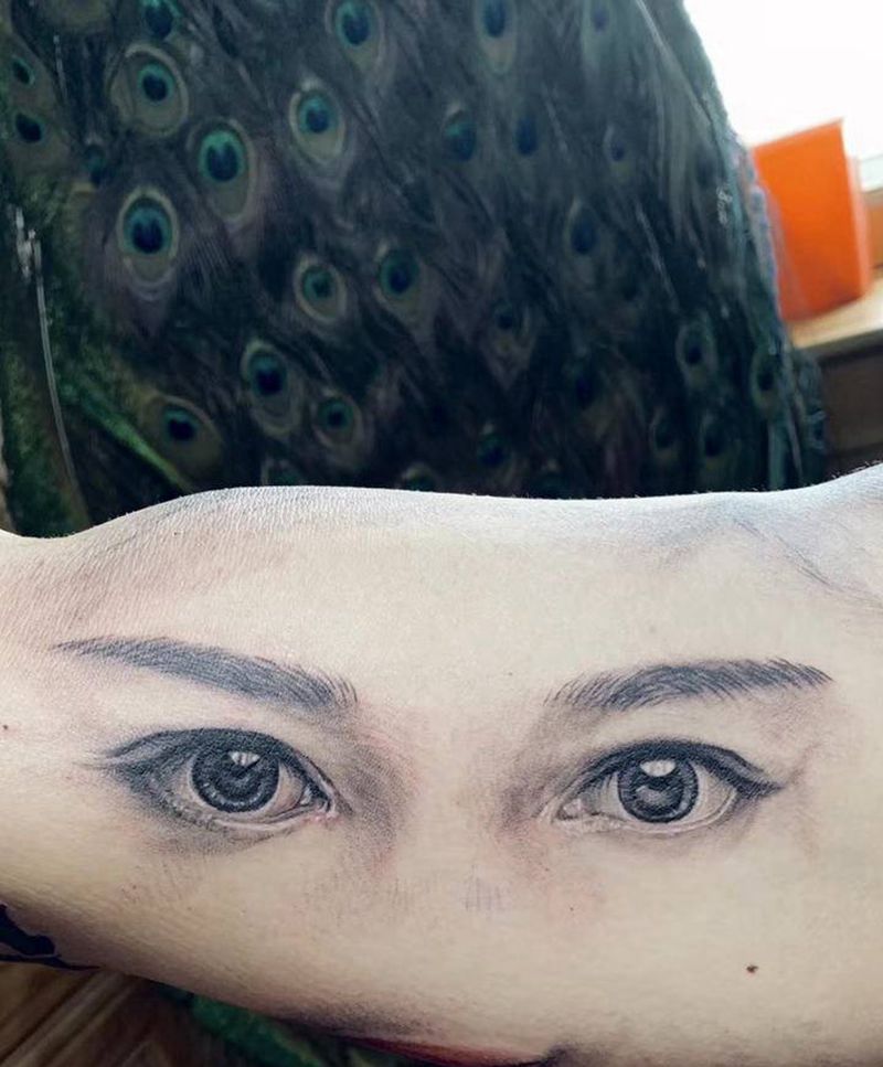 再见遮盖前女友纹身图片_手臂欧美写实纹身图案