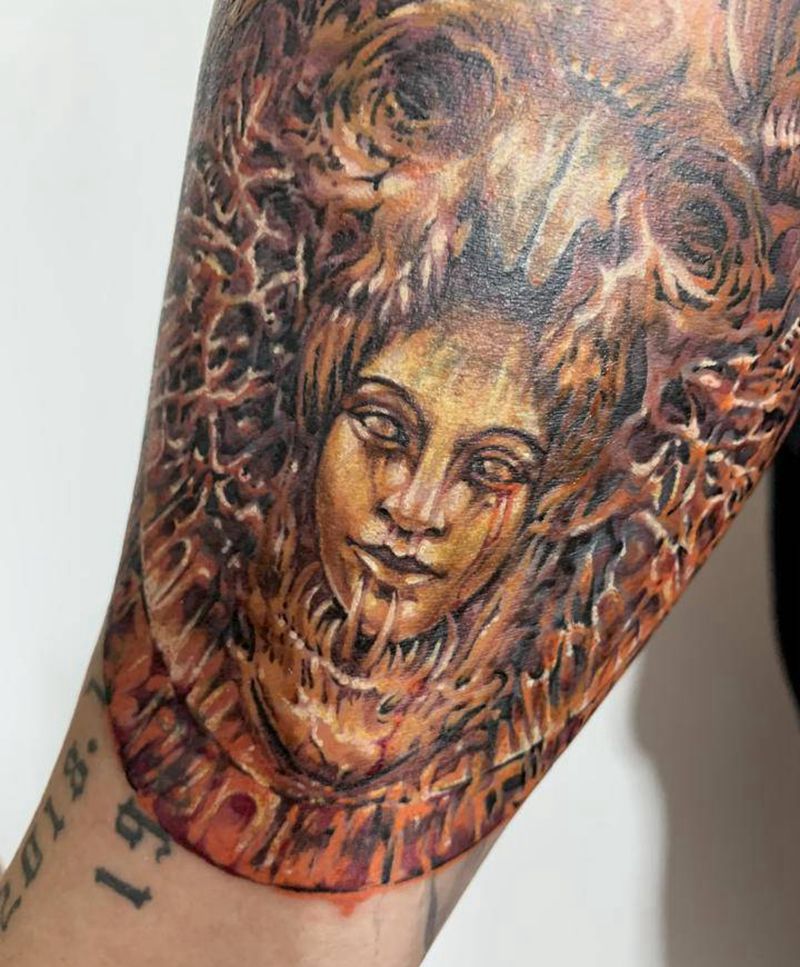 遮盖前女友纹身图片_手臂欧美写实纹身图案