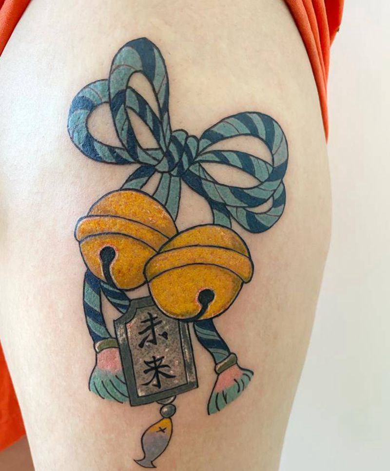 铃铛纹身图片_腿部Old SchoolNew School日式铃铛纹身图案