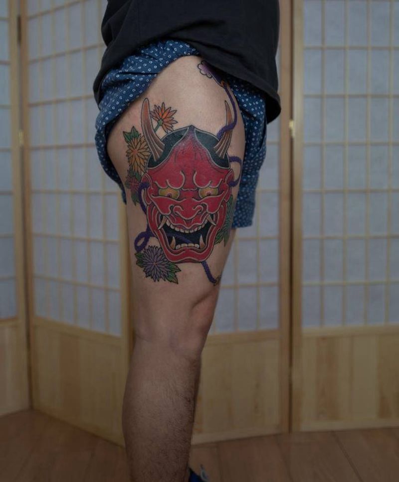 赤般若纹身图片_腿部纹身图案