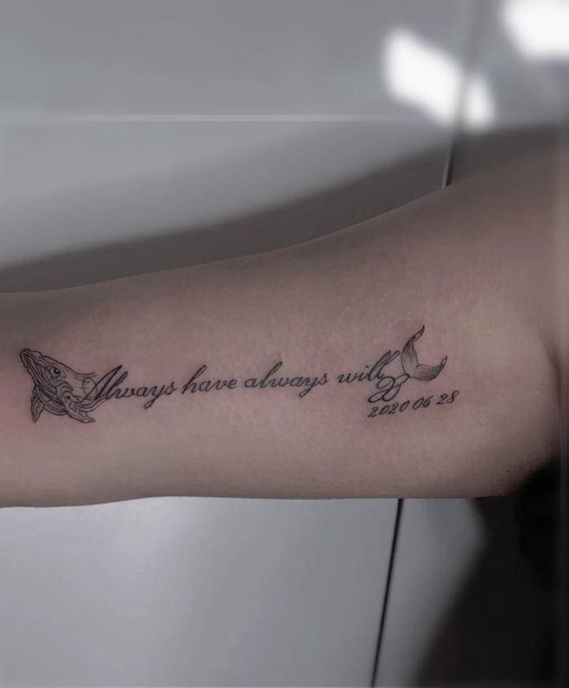 一直爱你 始终如一纹身图片_手臂纹身图案