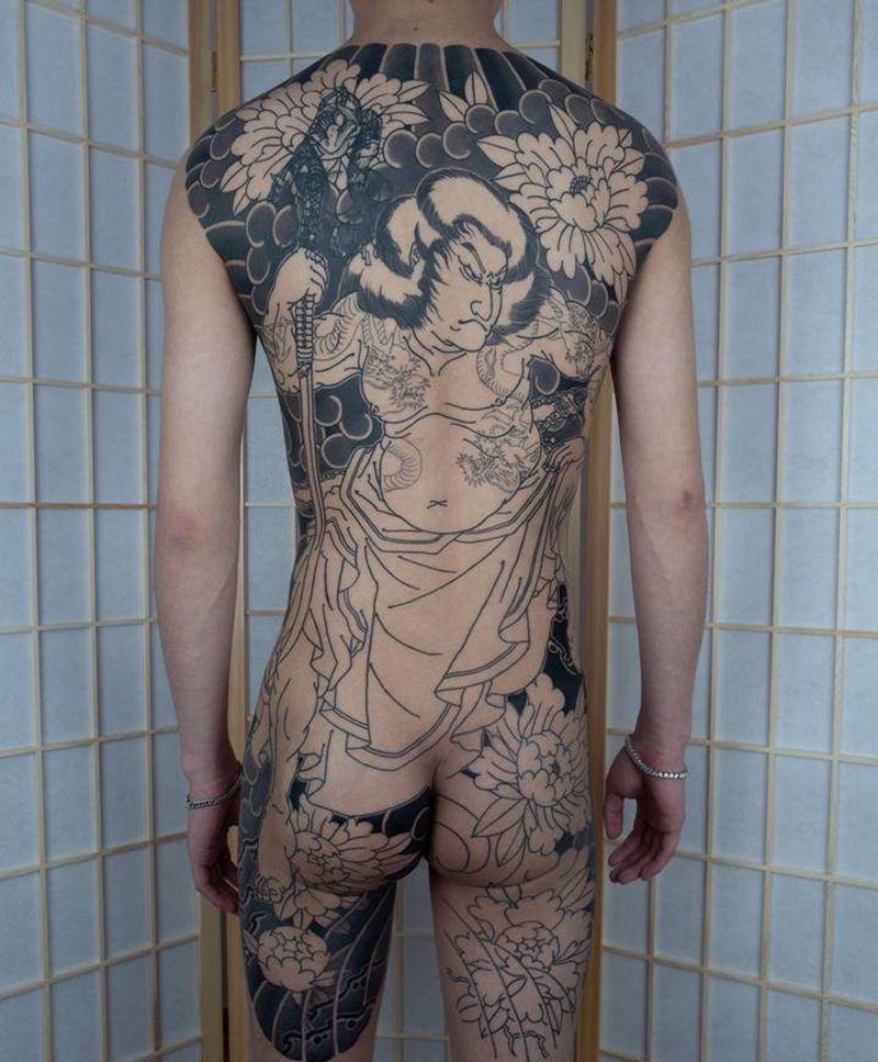 日式老传统史进纹身图片_背部纹身图案