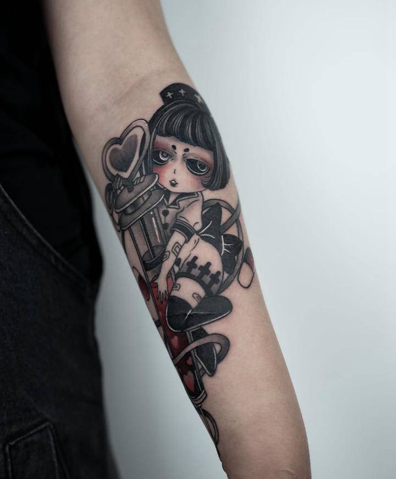 暗黑鬼娃娃纹身图片_手臂纹身图案