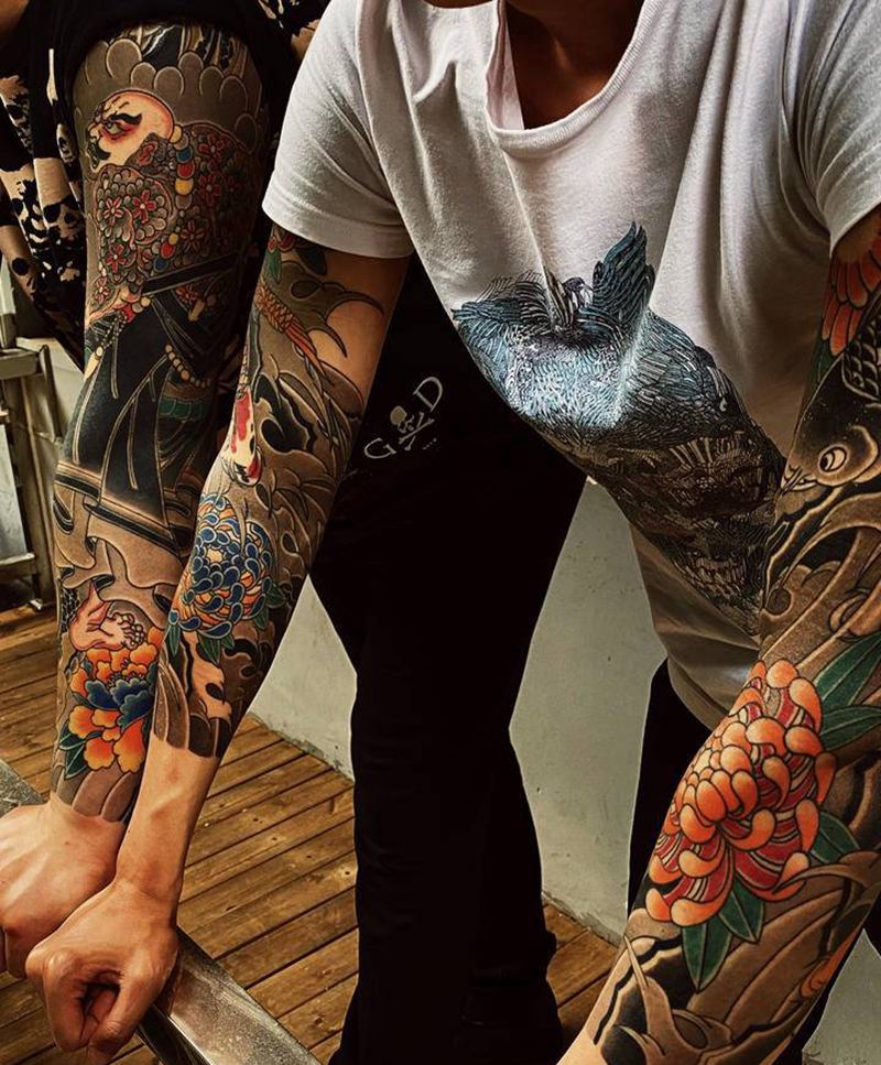 日式老传统纹身图片_手臂老传统纹身图案