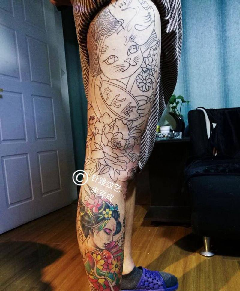 包腿纹身图片_