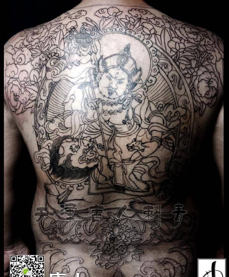 财宝天王割线完工纹身图片_