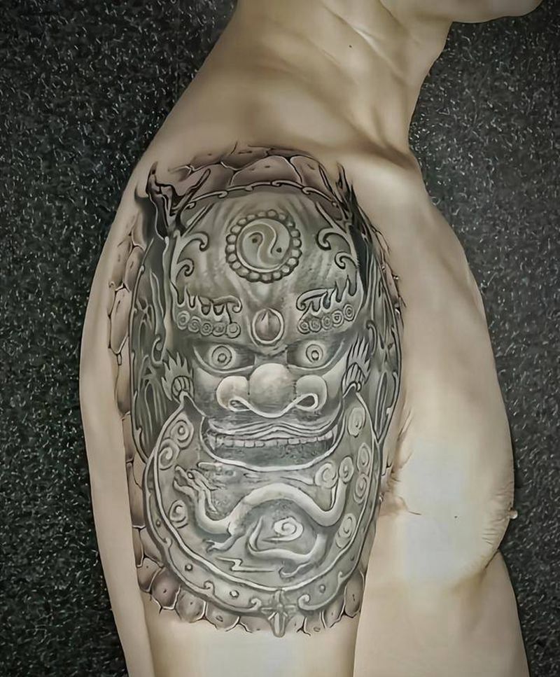 石雕遮盖纹身图片_手臂新传统纹身图案
