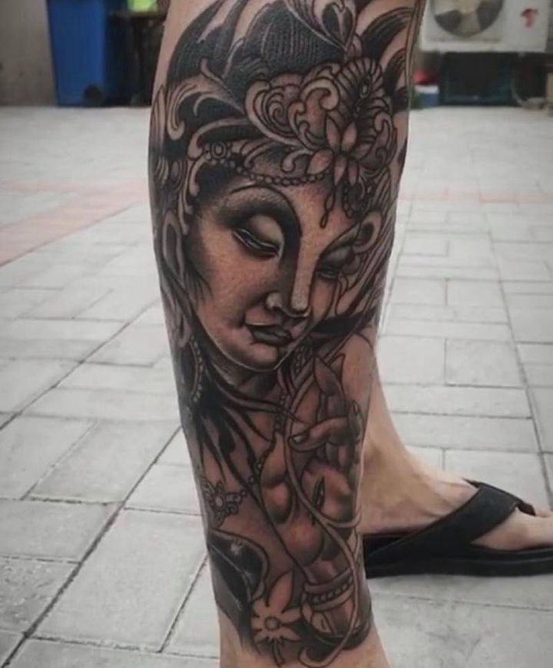 包小腿纹身图片_未完成纹身图案