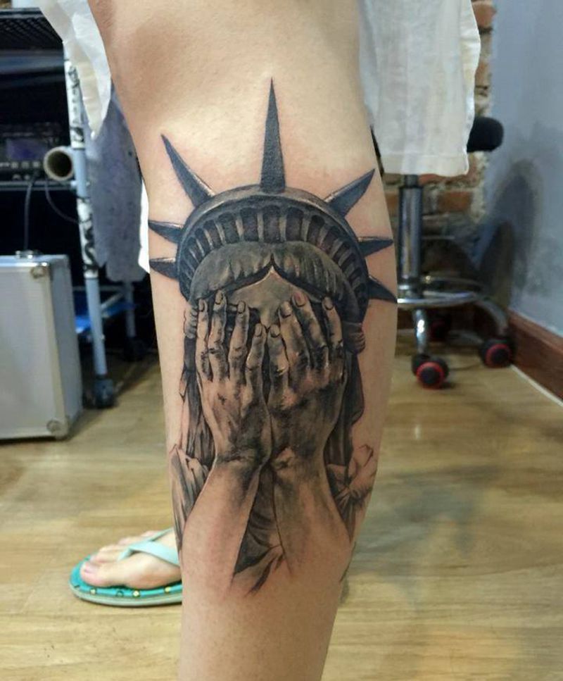 自由女神遮盖纹身图片_