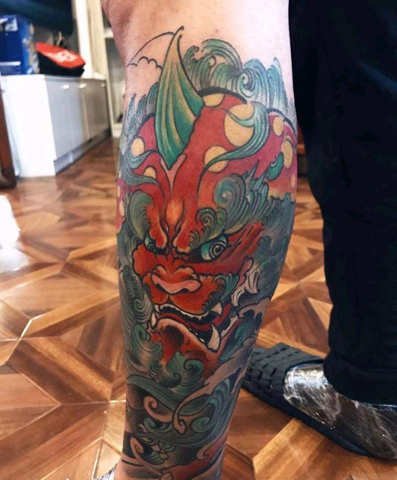 包小腿纹身图片_