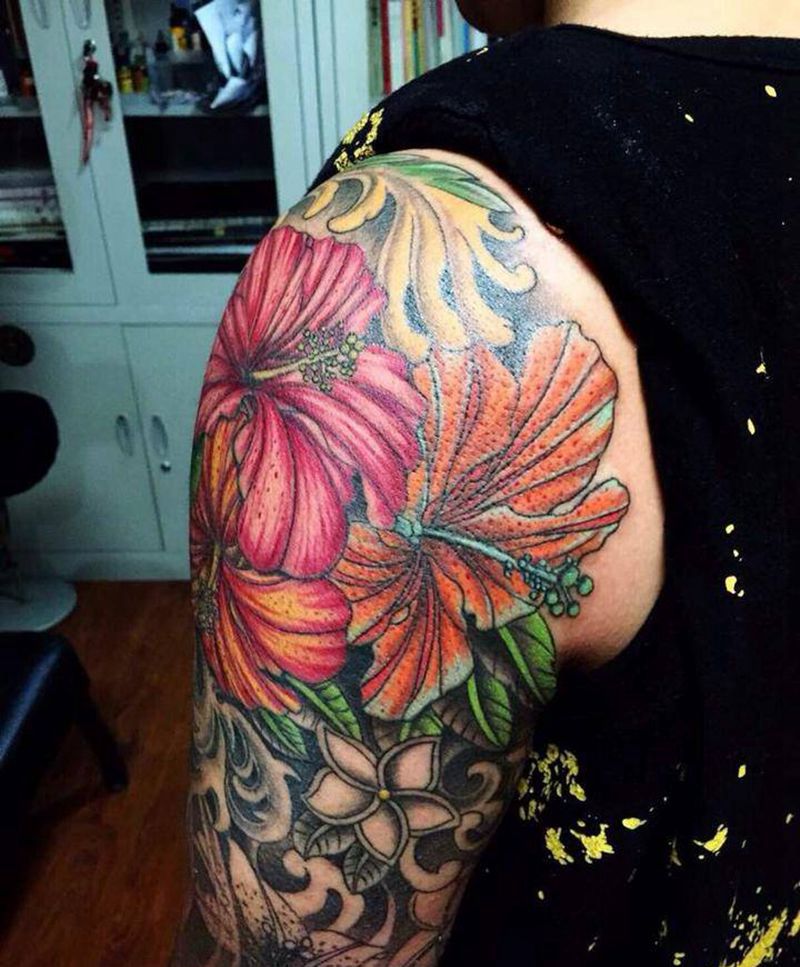 扶桑花纹身图片_