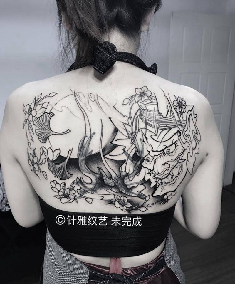 般若遮盖纹身图片_