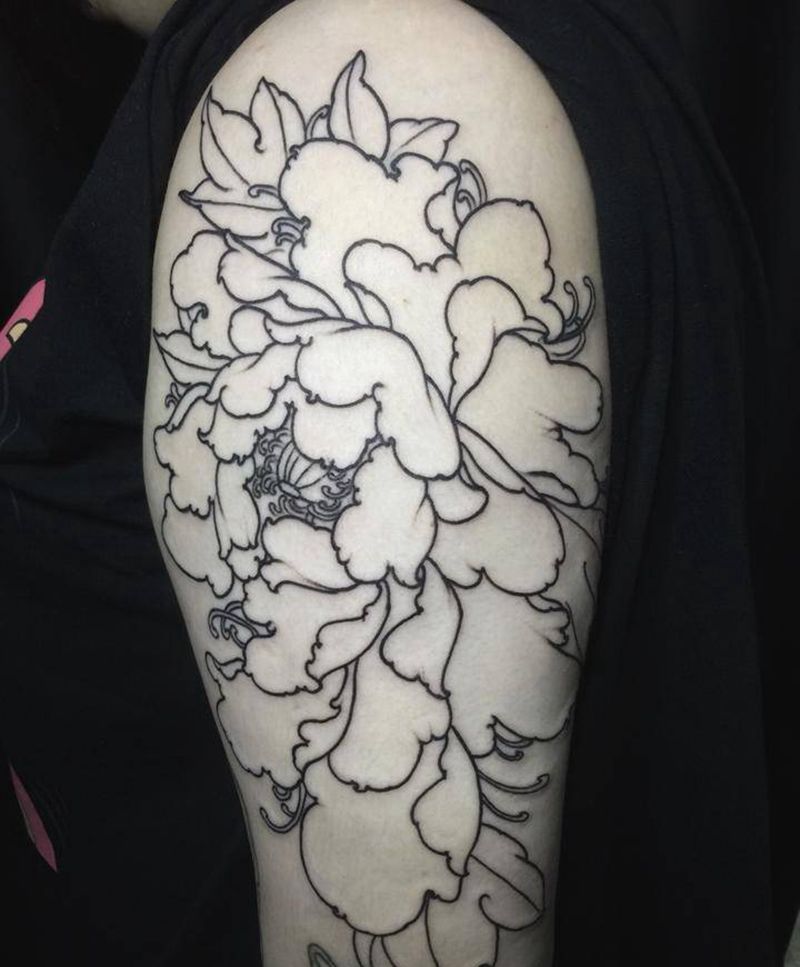 牡丹 线纹身图片_