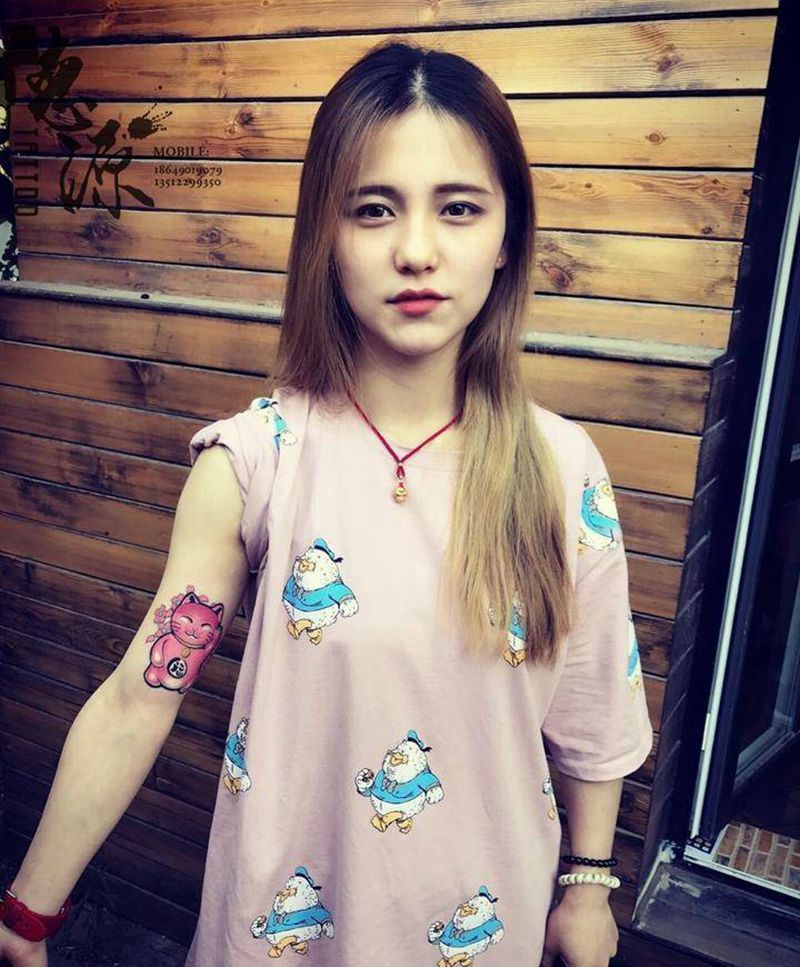 招财猫纹身图片_