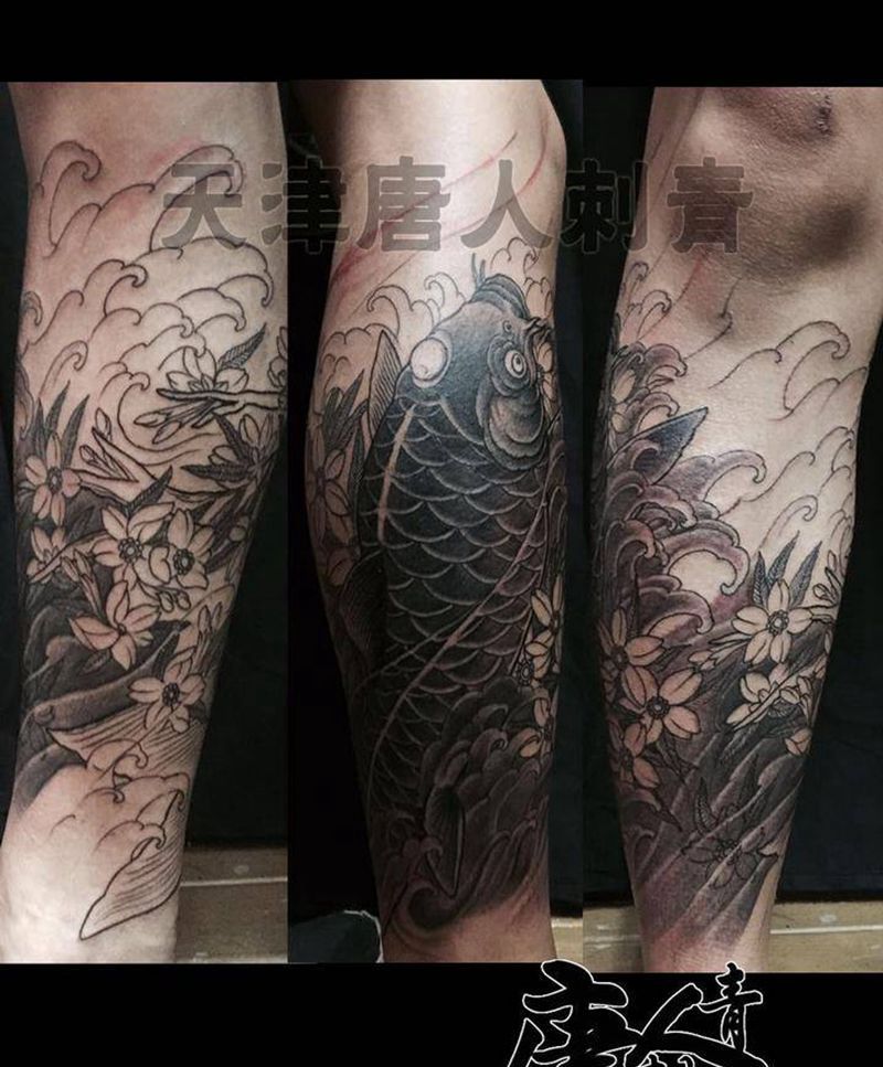 樱花锦鲤未完待续纹身图片_