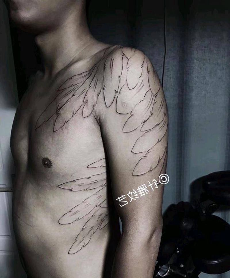 翅膀未完成纹身图片_