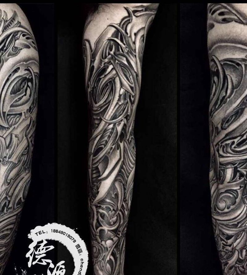 未完成 作品 三D 黑灰纹身图片_手臂欧美纹身图案